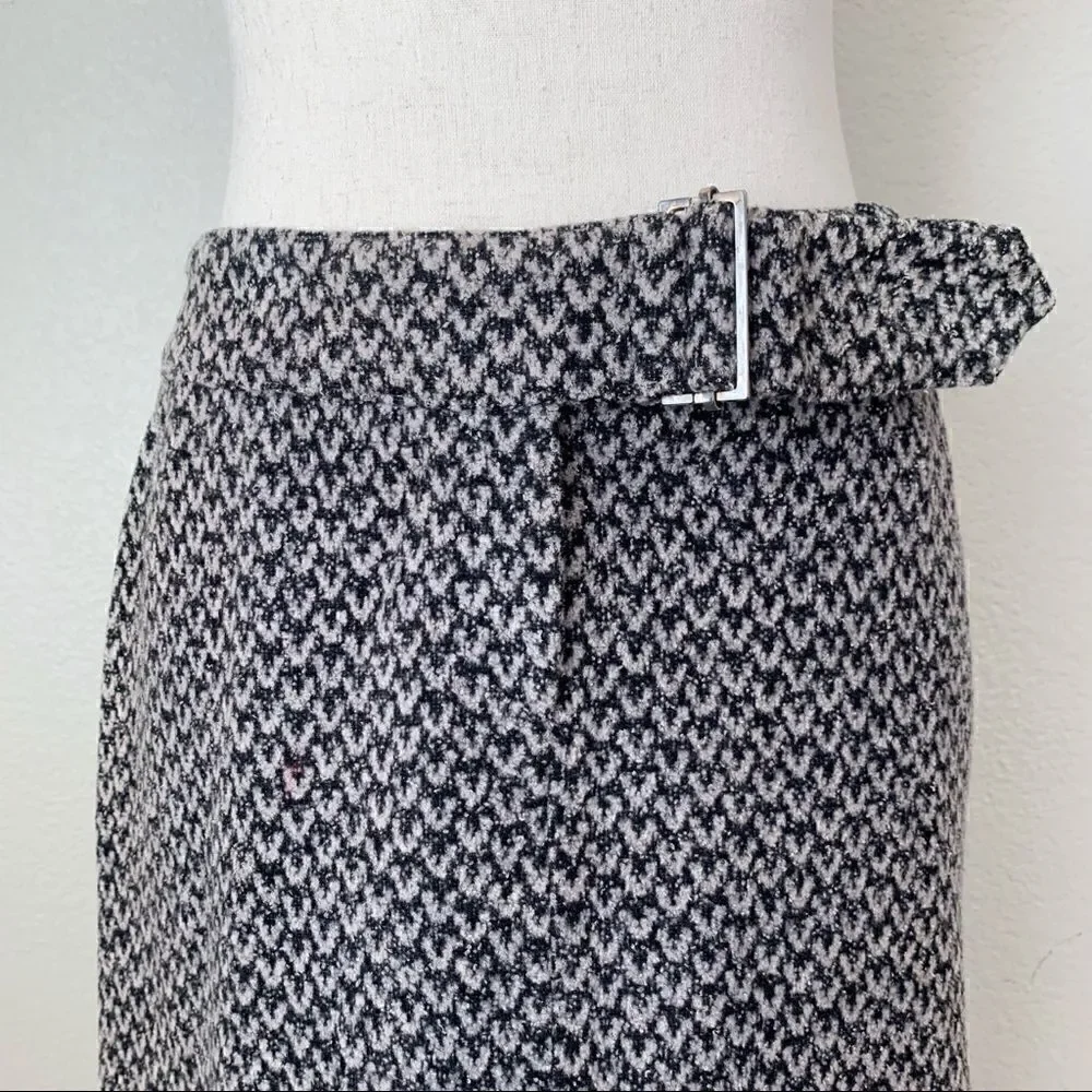 Express Size 7/8 Belted Black Gray Tweed Mini Skirt